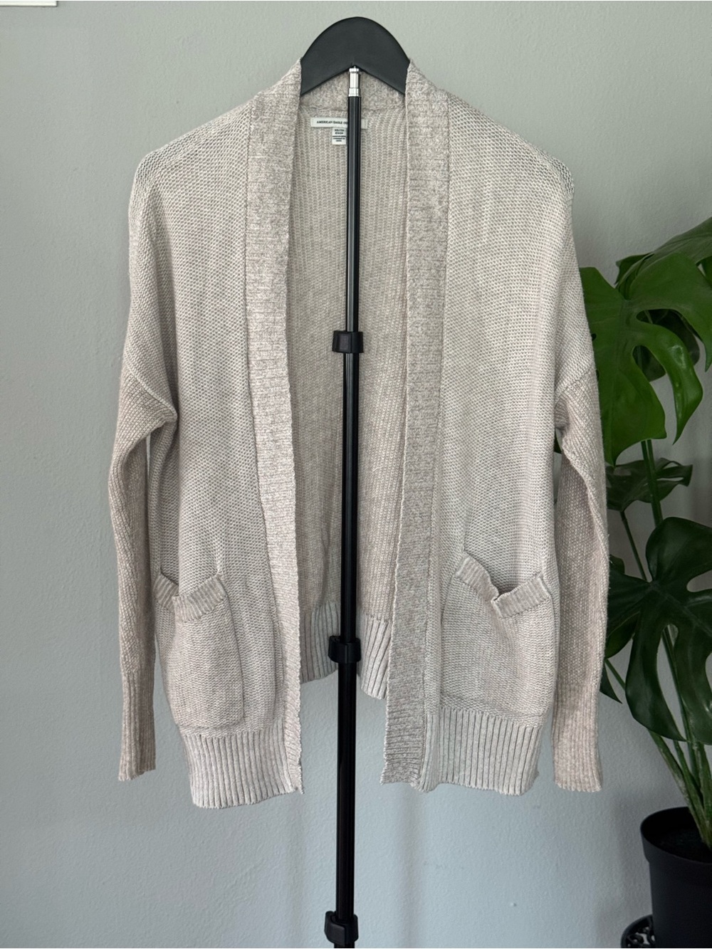 American Eagle Outfitters Light Cream Open-Front Cardigan